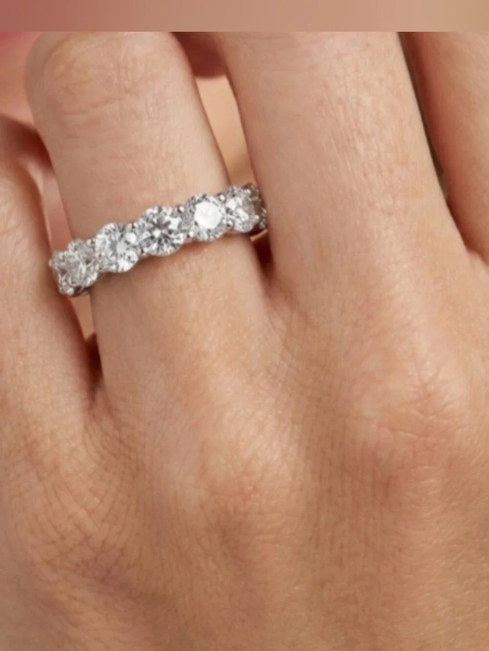 New 2ct Lab Grown Diamond Band in 14K White Gold , Size 7